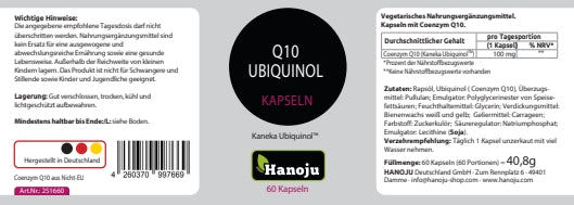 Ubiquinol Kaneka (TM), 100mg, Soft-Gel-Kapseleln 60 Kapseln